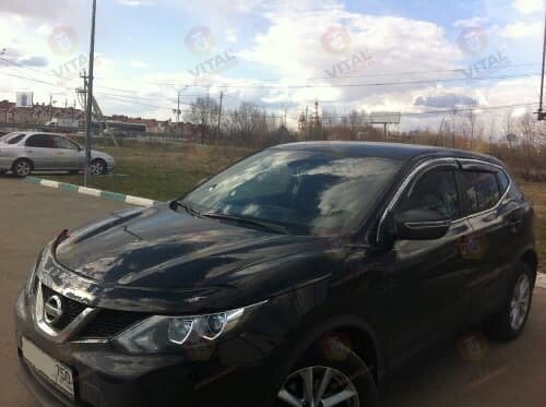 Дефлектор капота (мухобойка) NISSAN QASHQAI c 2014 г.в (Ниссан Кашкай) Вип Тюнинг